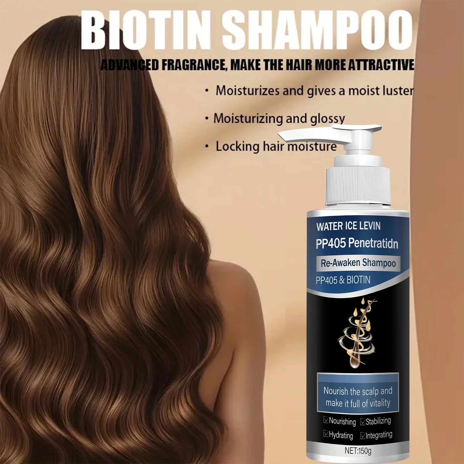 Water Ice Levin Hair Growth Shampoo 150g Biotin Collagen Keratin