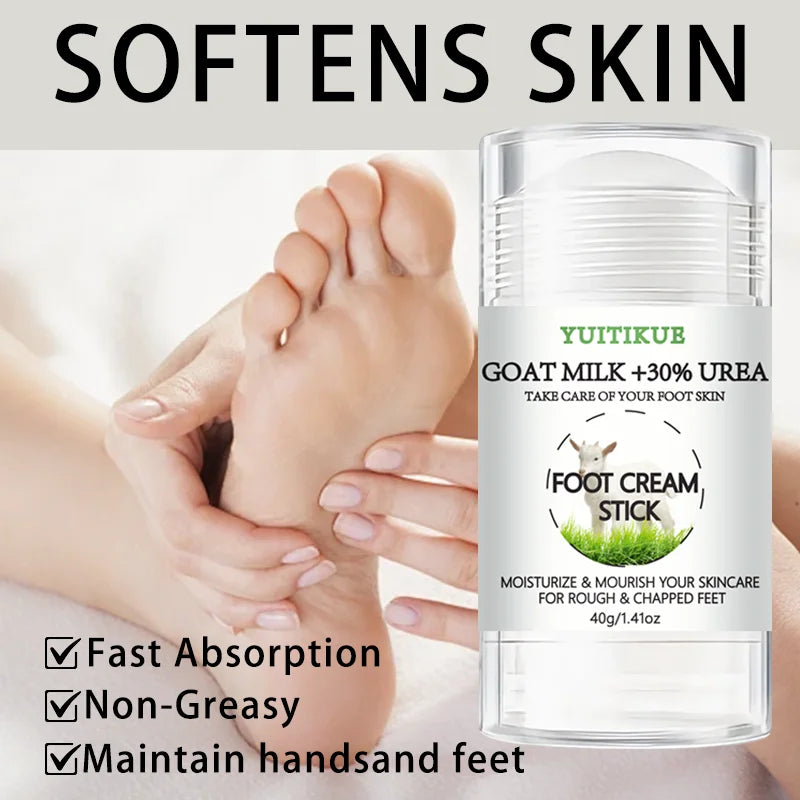 YUITIKUE 30% Urea Goat Milk Foot Cream Stick for Dry Cracked Heels 40g - 6