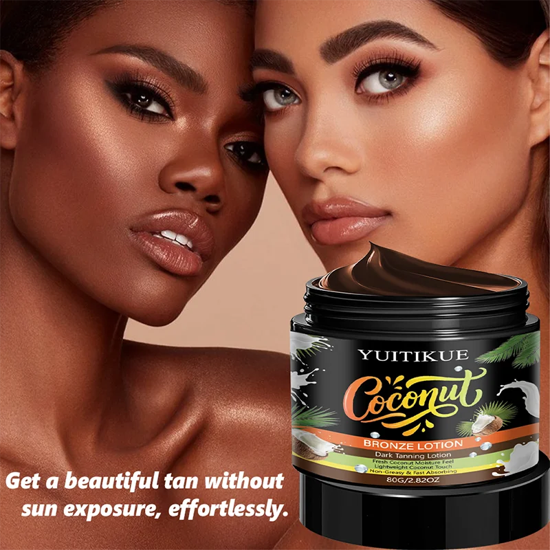 YUITIKUE Coconut Bronze Lotion Dark Tanning Cream Sunless Glow 80g
