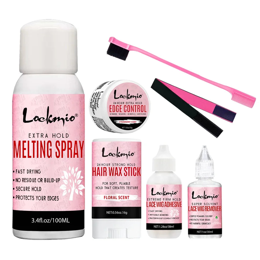 Lace Wig Adhesive Melting Spray Edge Control Wax Stick and Remover Kit - 1