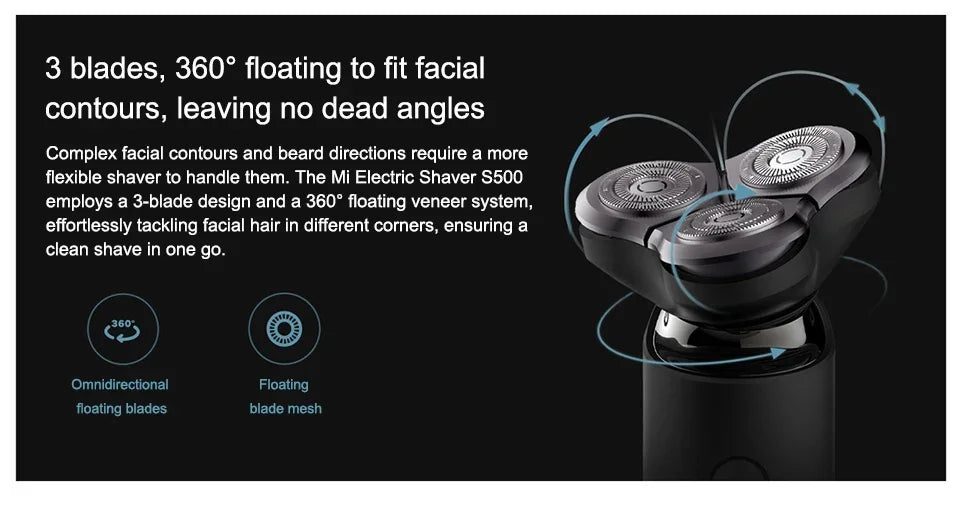 Mijia S500 Electric Shaver 3 Blade Wet Dry Beard Trimmer Razor