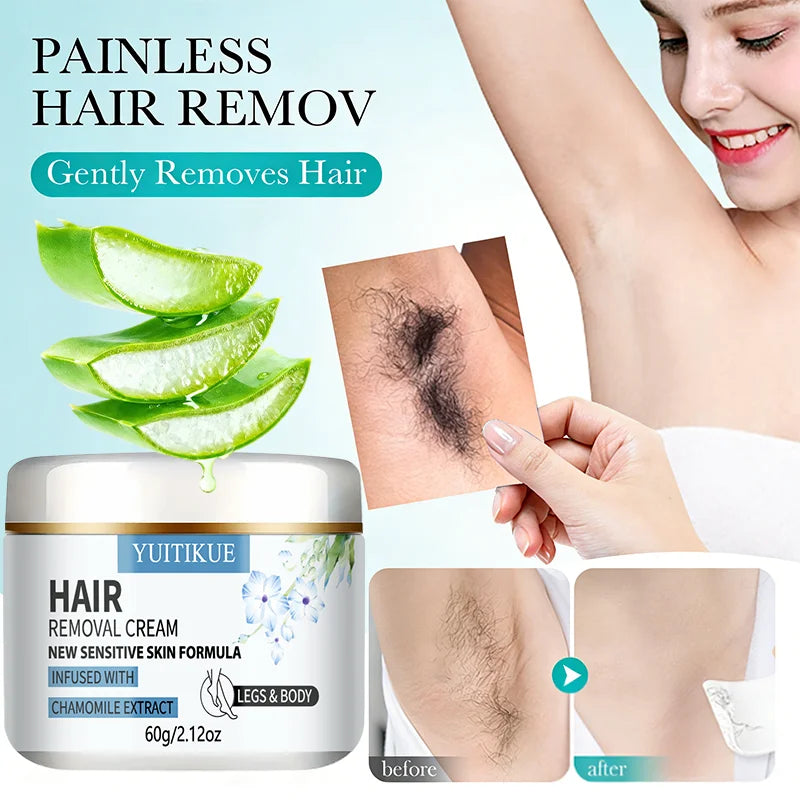 YUITIKUE Hair Removal Cream 60g Sensitive Skin Formula for Body