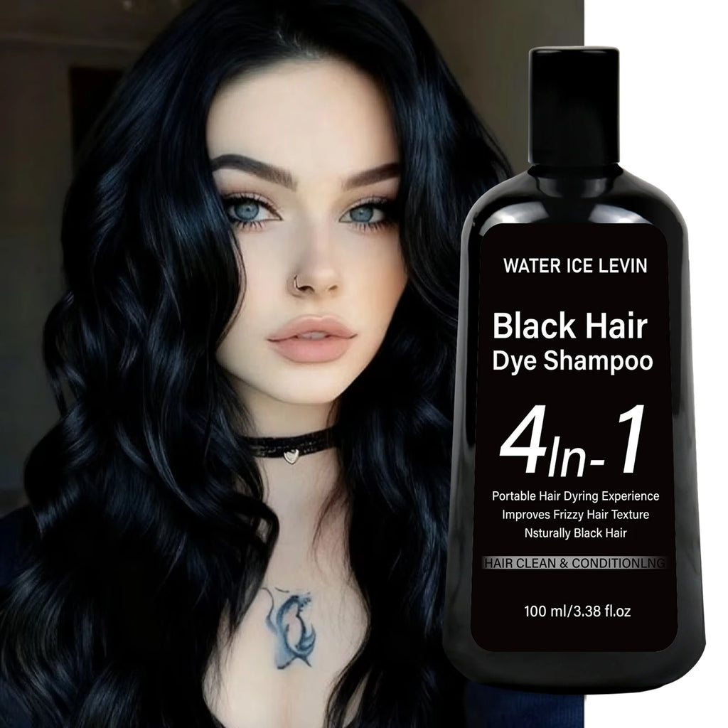 Black Hair Dye Shampoo 4-in-1 Conditioning Anti Frizz Formula 100ml