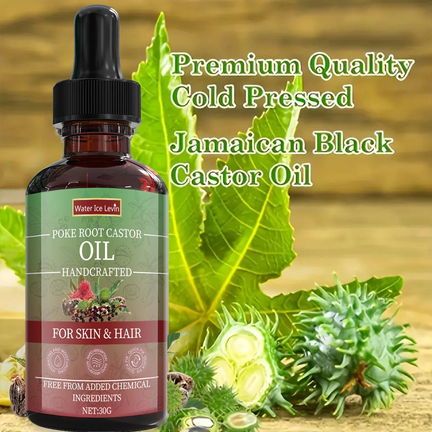 Poke Root Castor Oil Natural Moisturizing Serum for Skin and Hair - 1