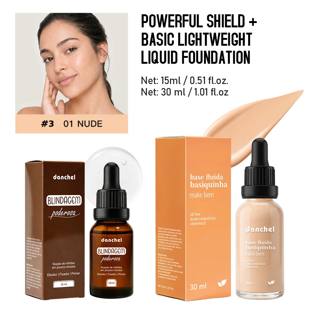 Liquid Foundation and Primer Makeup Set for Long-Lasting Coverage