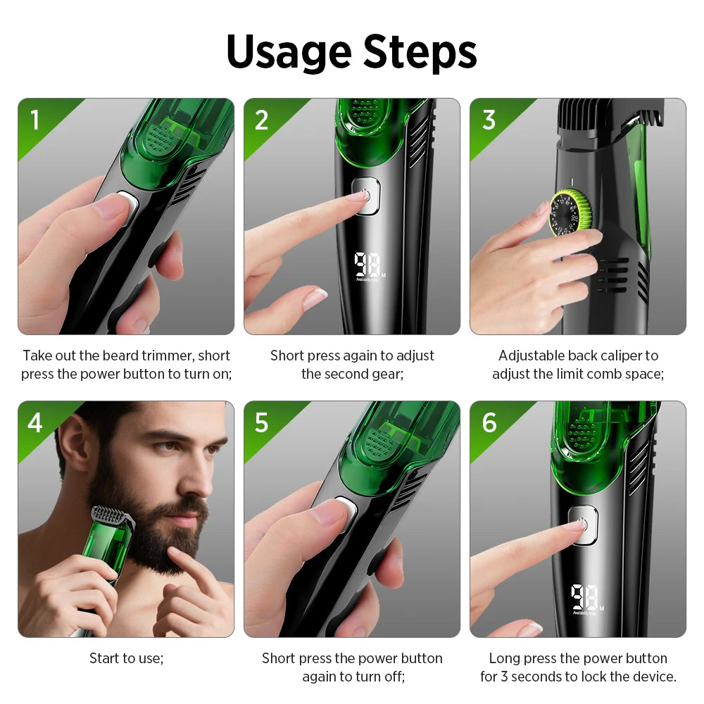Cordless Vacuum Beard Trimmer and Hair Clipper - 14