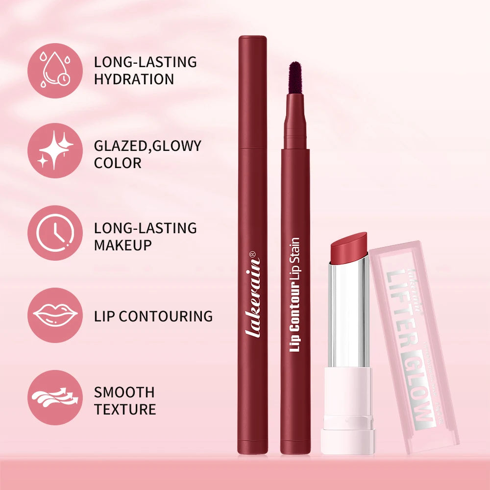 Long-Lasting Lip Liner and Moisturizing Balm Set - 3
