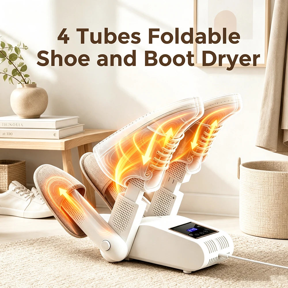 Foldable Electric Shoe and Boot Dryer with Timer