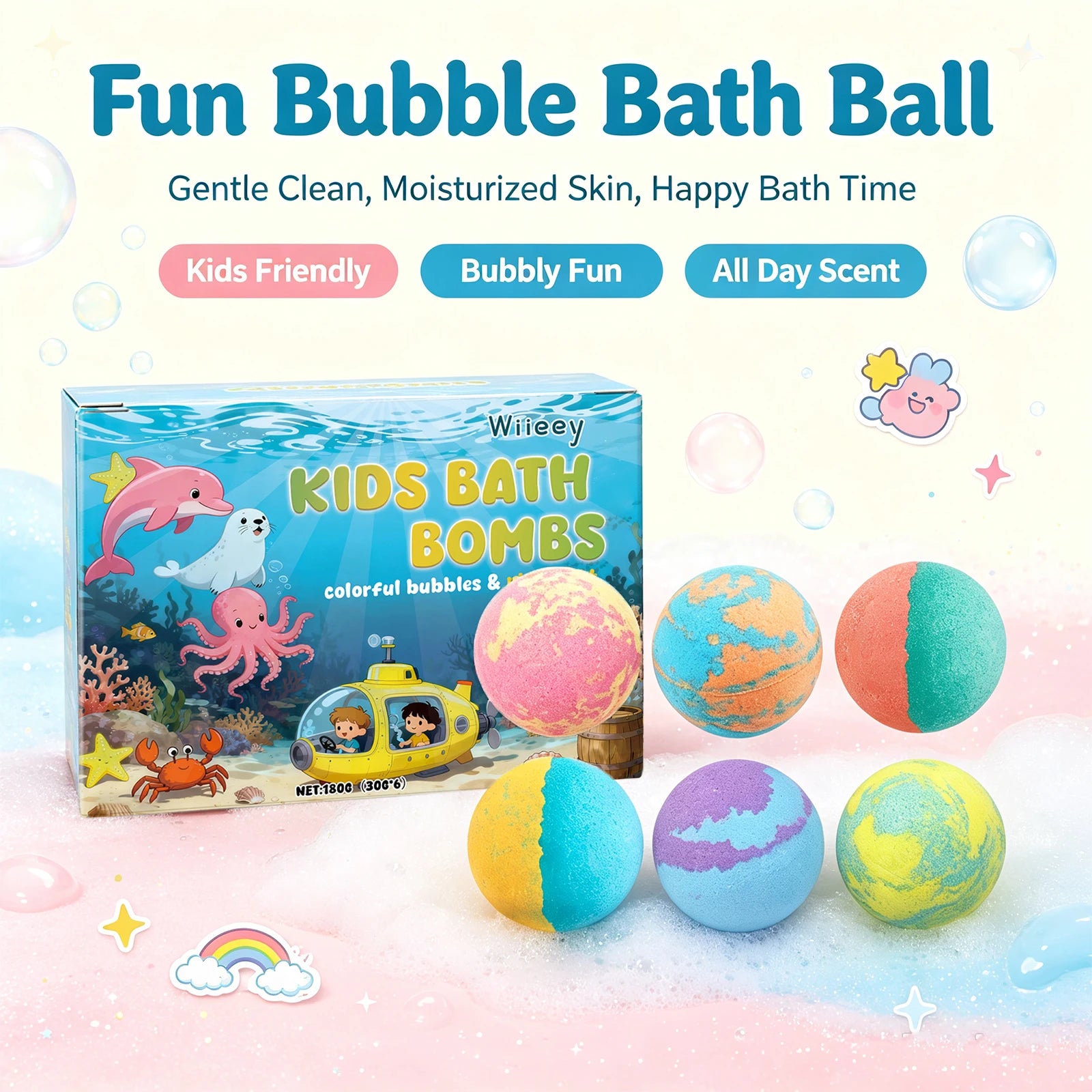 Kids Moisturizing Bath Bomb Gift Set - 6