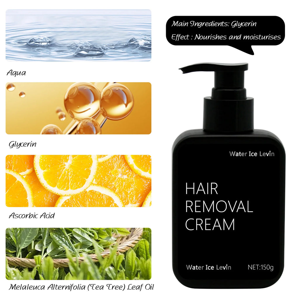 Water Ice Levin Painless Hair Removal Cream for Men and Women 150g