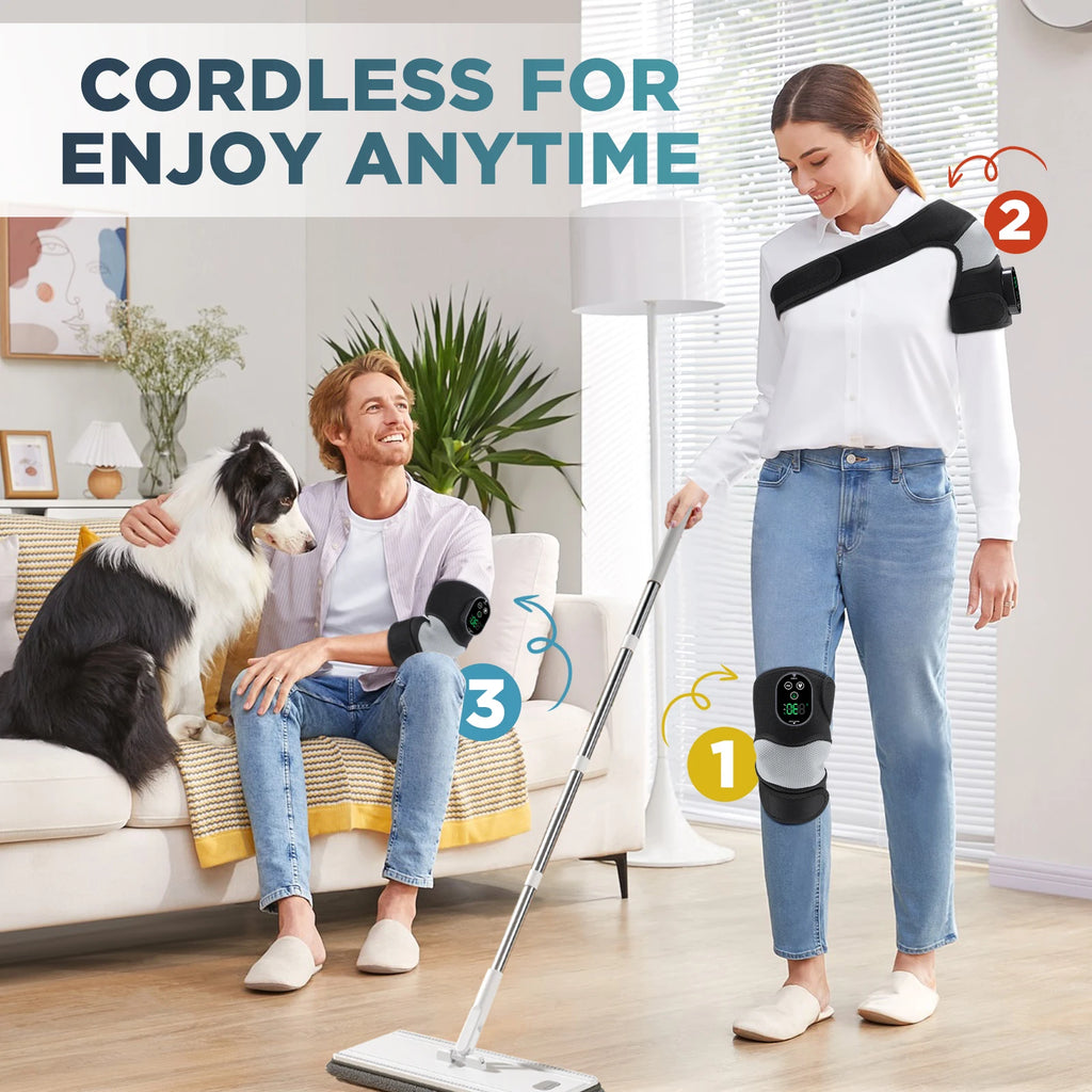 Cordless Heated Vibration Knee Massager Wrap for Joint Pain Relief