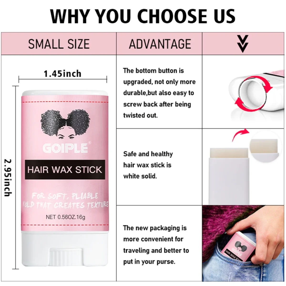 Goiple Hair Wax Stick Kit for Flyaways and Styling with Brush and Band - 5