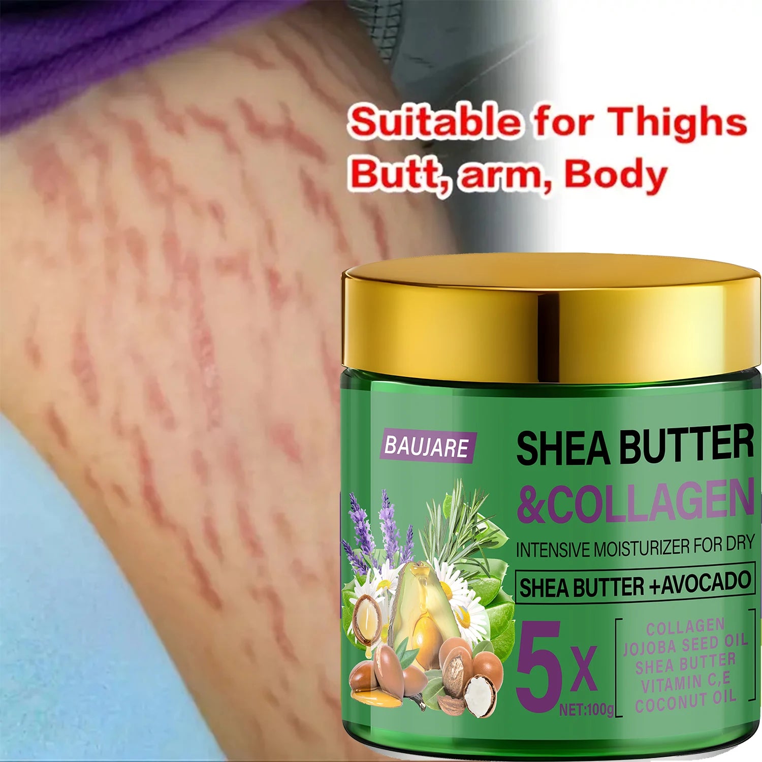 Baujare Shea Butter and Collagen Intensive Moisturizer for Dry Skin - 3