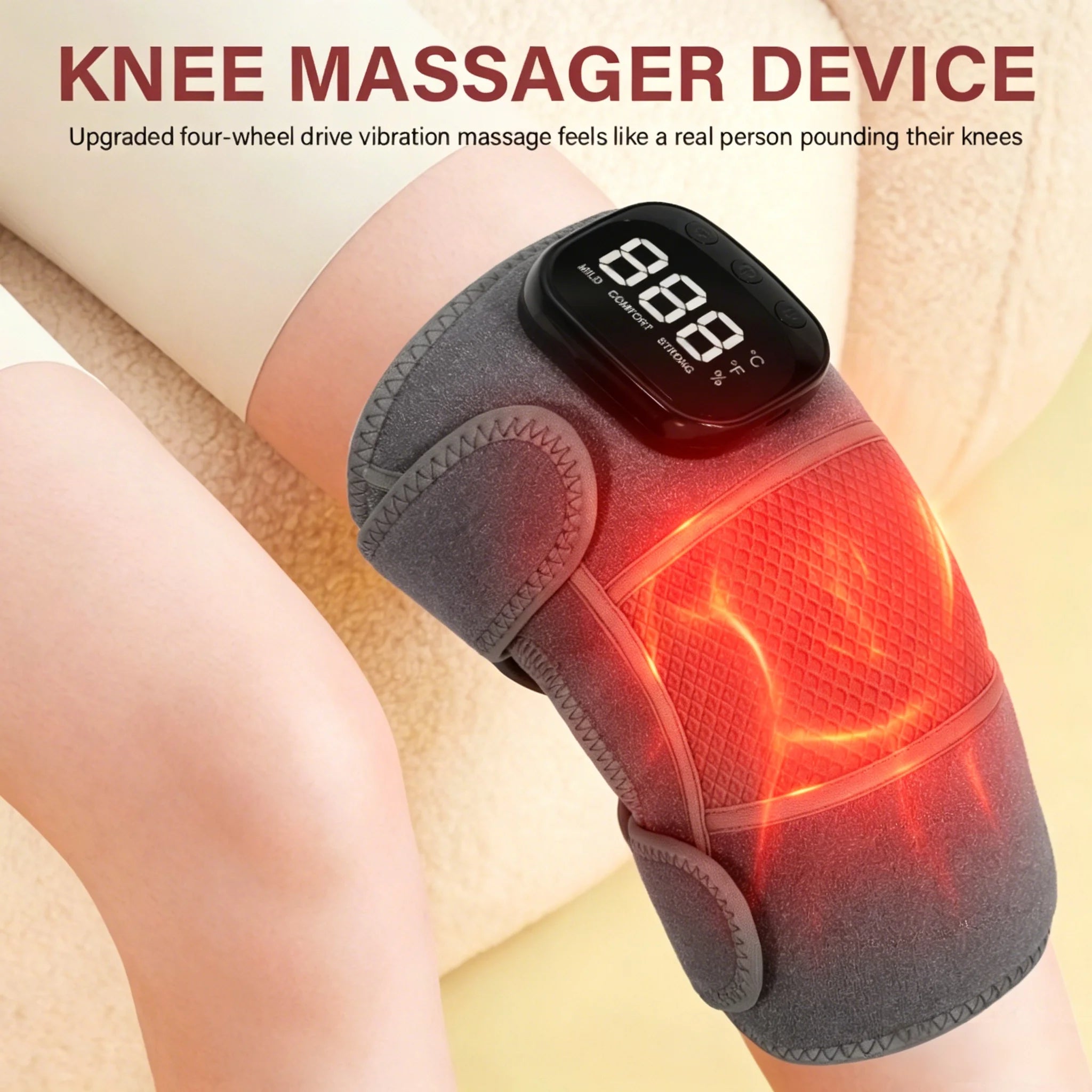 Cordless Heated Vibration Knee Massager for Joint Pain Relief - 1