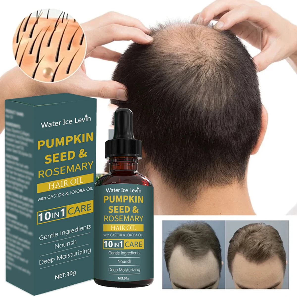 Pumpkin Seed & Rosemary Hair Oil - 10-in-1 Nourishing Scalp Treatment