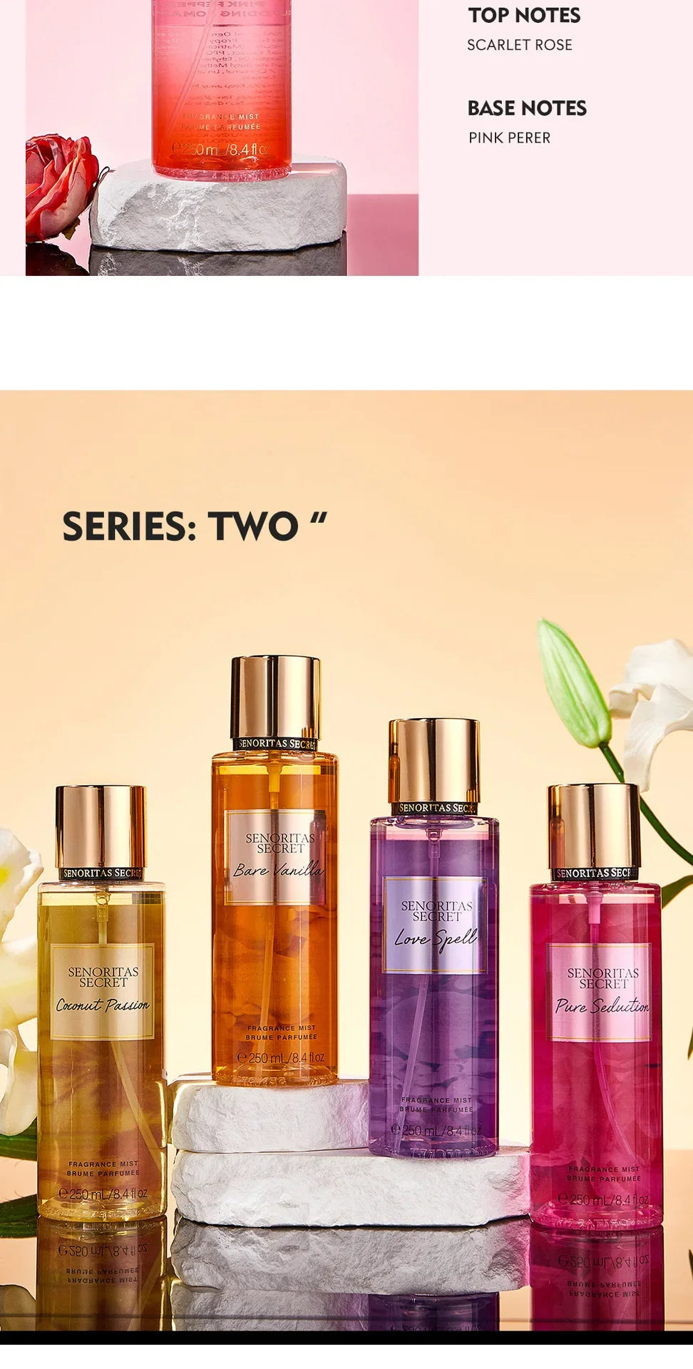 Floral Fruit Fragrance Mist Women Body Spray Vanilla Scent 250ml