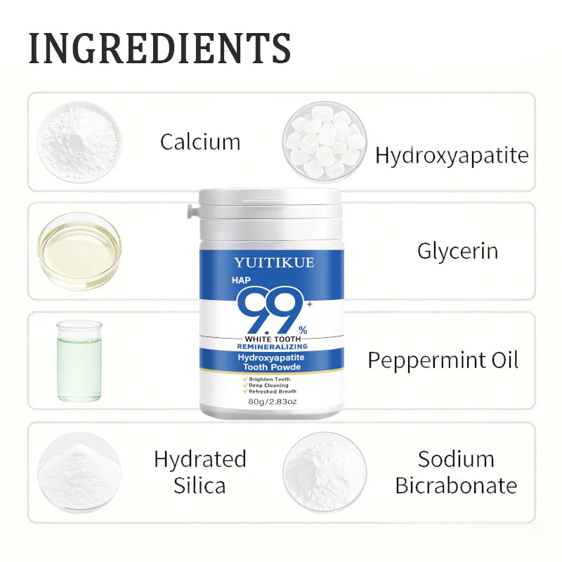 YUITIKUE Hydroxyapatite Teeth Whitening Powder Remineralizing Tooth Polish