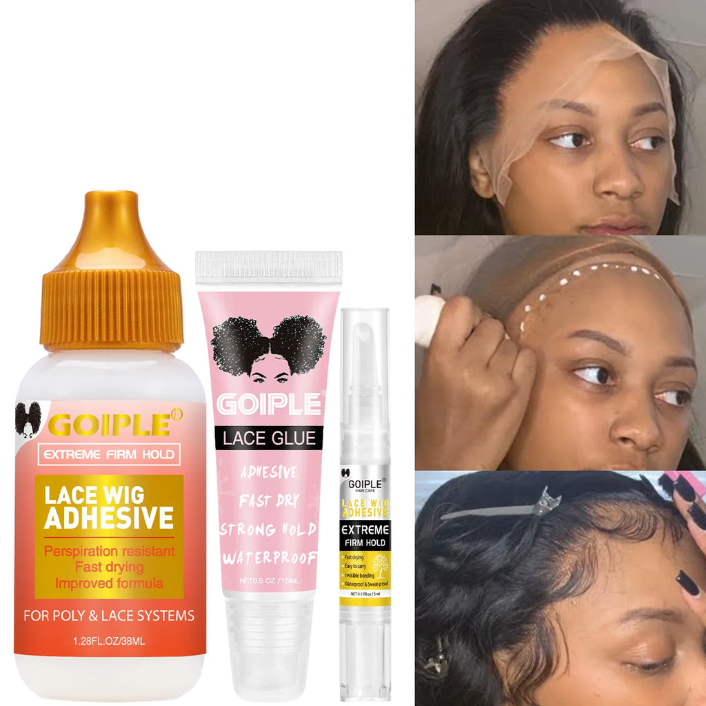 Waterproof Lace Wig Adhesive Glue for Hair Replacement Systems 3 Piece