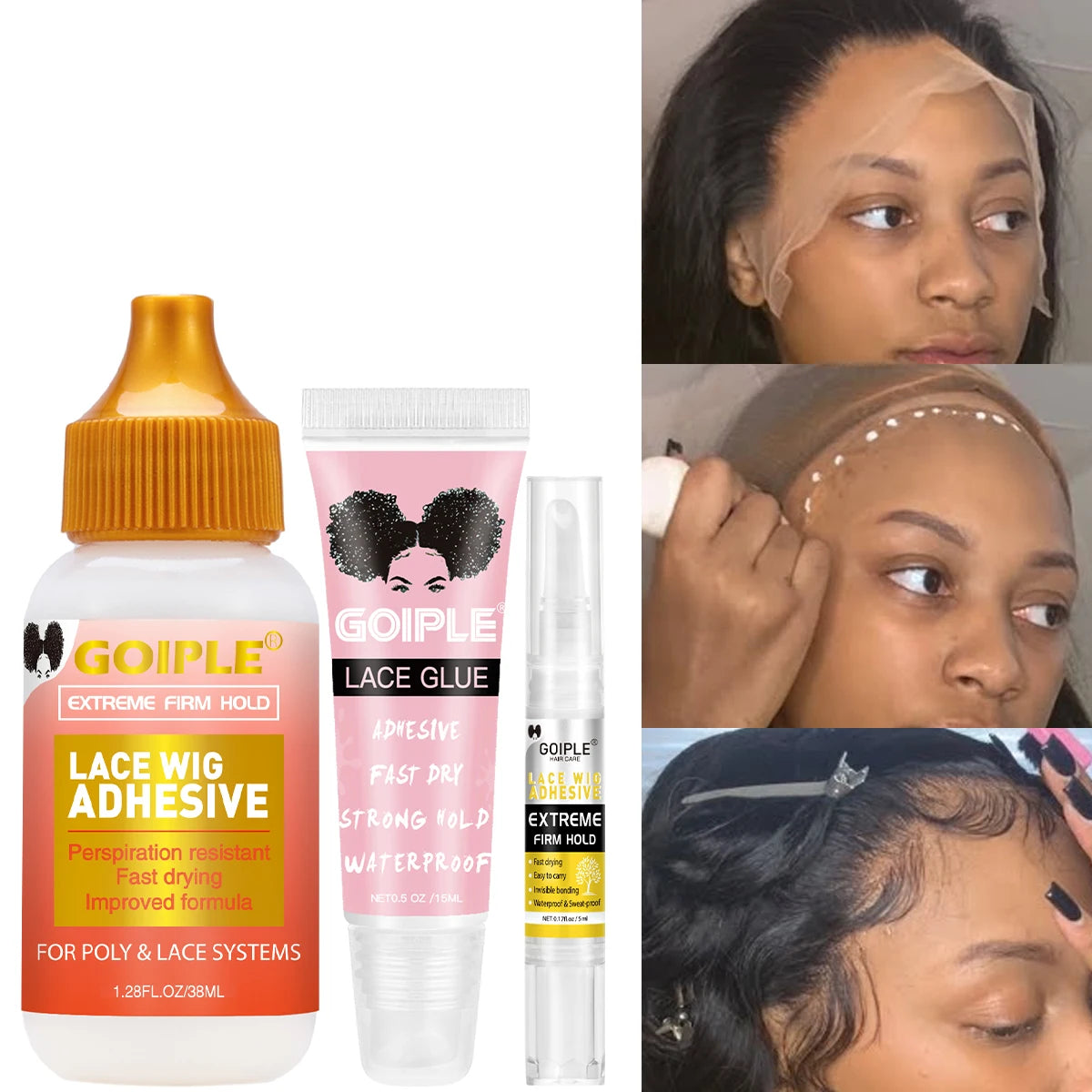 Waterproof Lace Wig Adhesive Glue for Hair Replacement Systems 3 Piece
