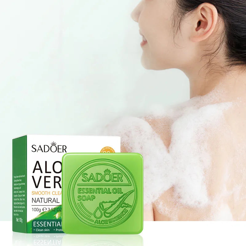 Sadoer Aloe Vera Essential Oil Soap Moisturizing Hand and Body Cleanser - 19