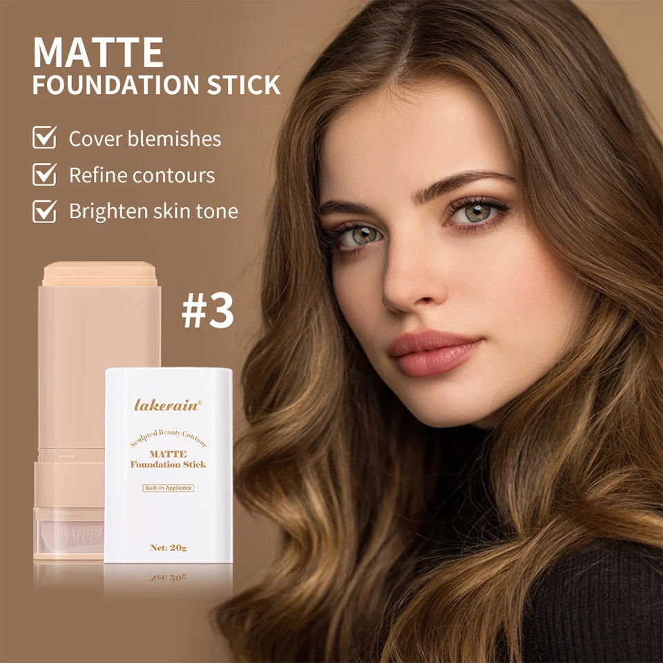 Matte Foundation Stick with Built-in Brush for Flawless Coverage - 9