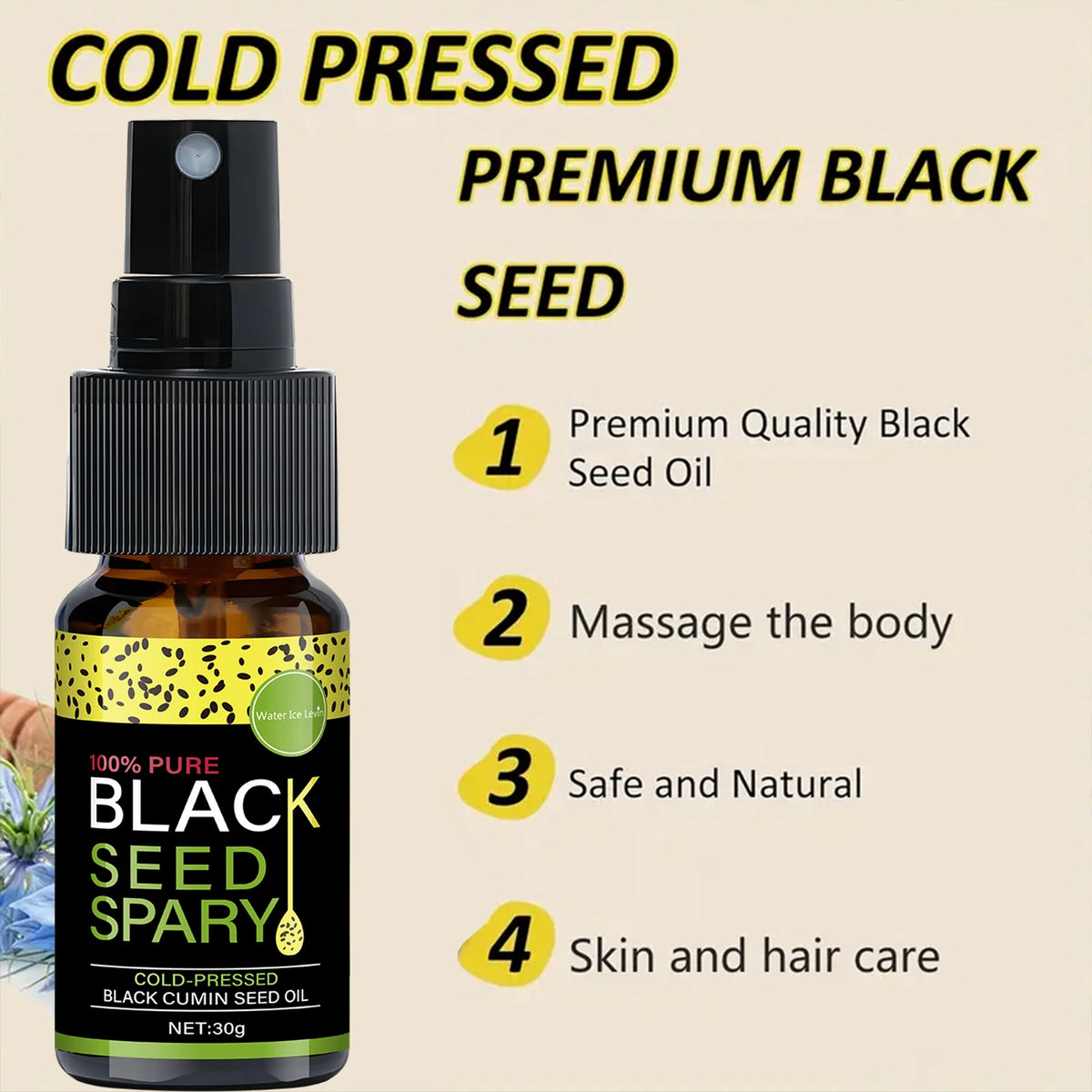 Pure Black Seed Oil Hair Spray Cold Pressed Nourishing Treatment