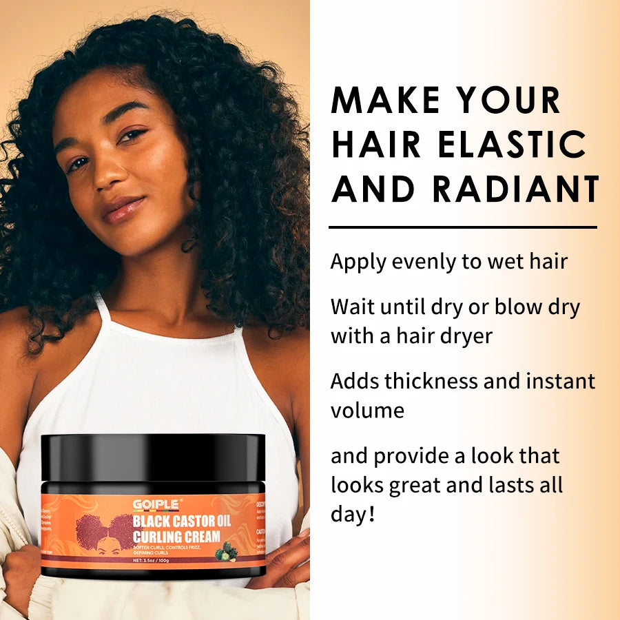 Black Castor Oil Curling Cream Hair Styling and Curl Defining Treatment - 4