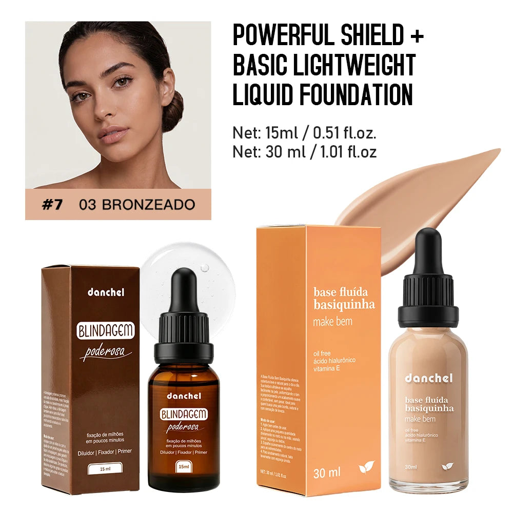 Liquid Foundation and Primer Makeup Set for Long-Lasting Coverage - 24