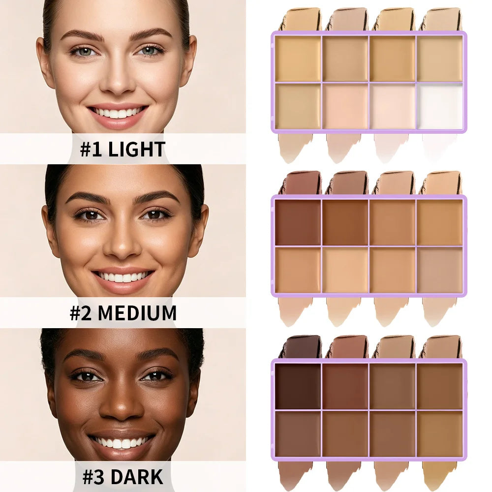 8-Shade Cream Concealer Palette and Contouring Kit