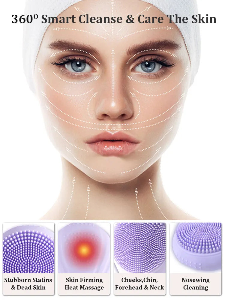 Sonic Electric Facial Cleansing Brush for Skin Exfoliation