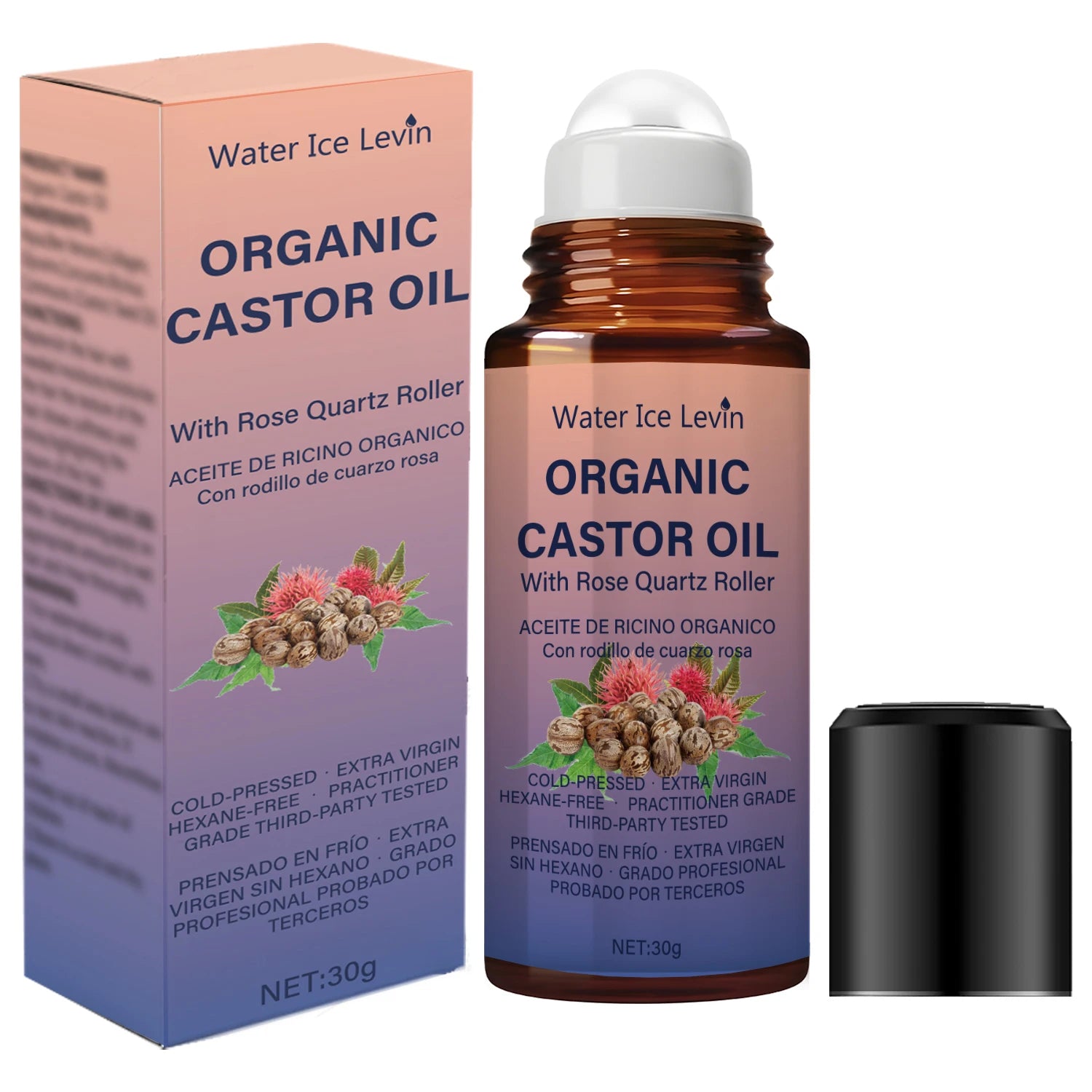Organic Castor Oil with Rose Quartz Roller Hair and Skin Conditioner - 9