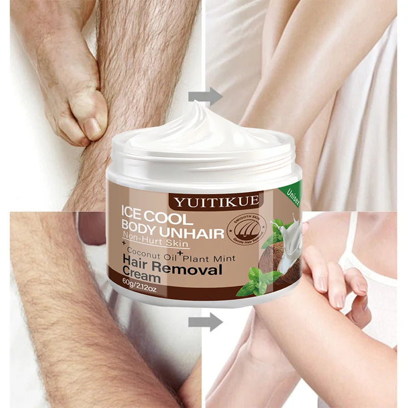 Ice Cool Body Hair Removal Cream 60g Coconut Oil and Mint