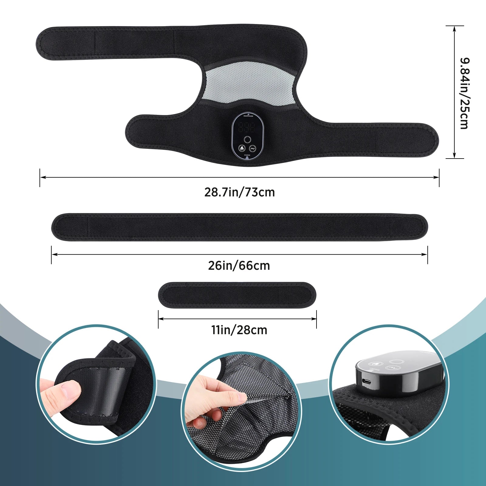 Cordless Heated Vibration Knee Massager Wrap for Joint Pain Relief - 13