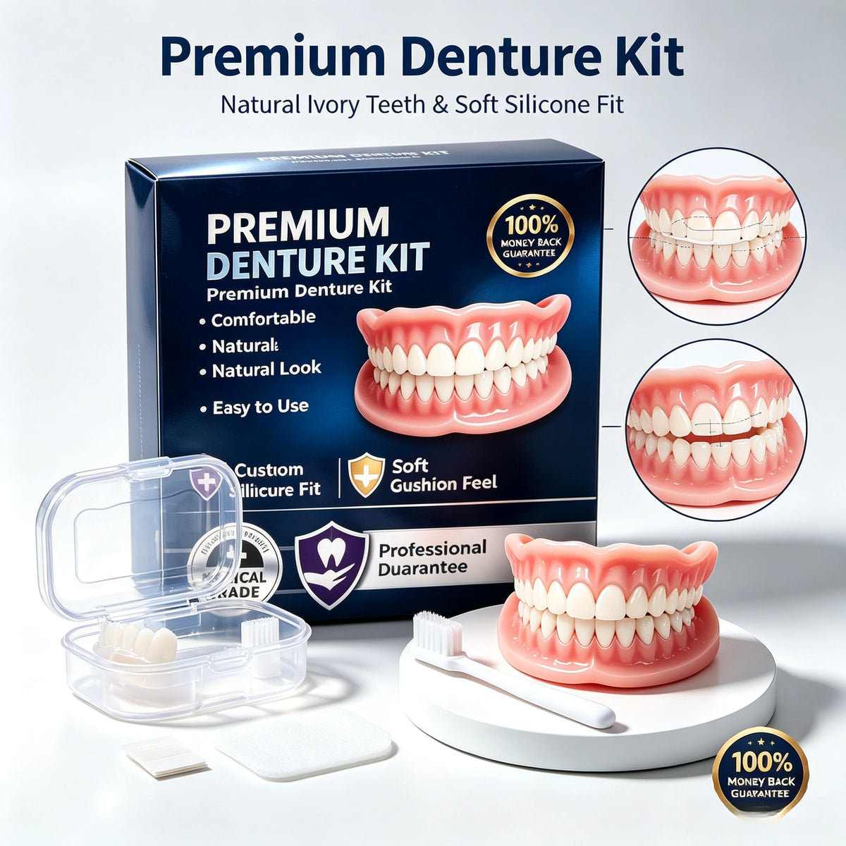 Temporary Silicone Cosmetic Denture Kit for Natural Smile