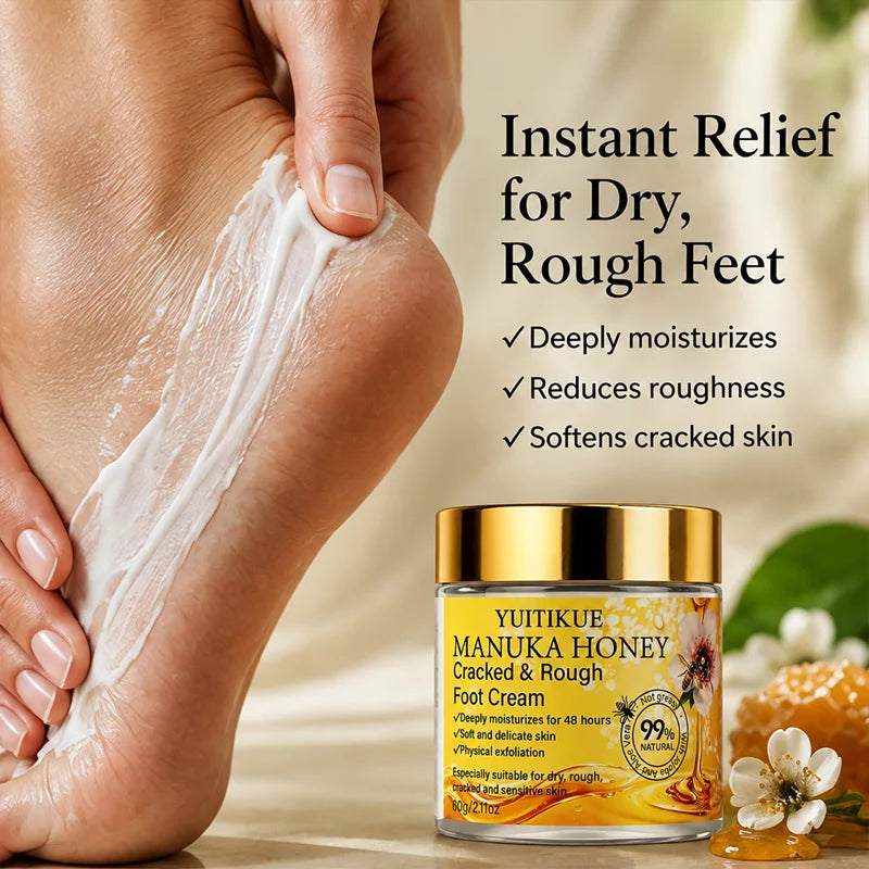YUITIKUE Manuka Honey Foot Cream for Cracked Heels and Dry Skin Repair