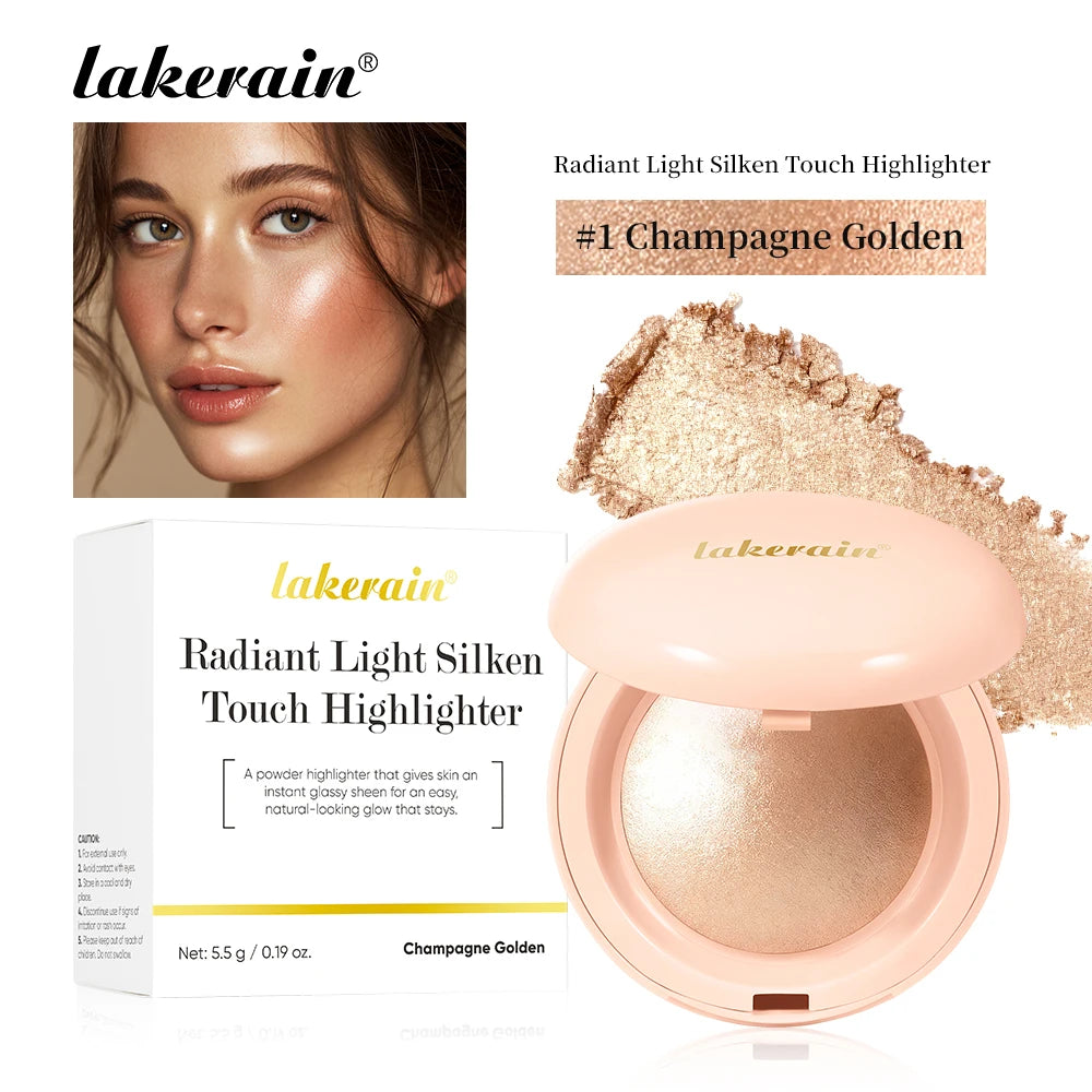 Silky Baked Highlighter Powder for Radiant Glass Skin Glow - 19