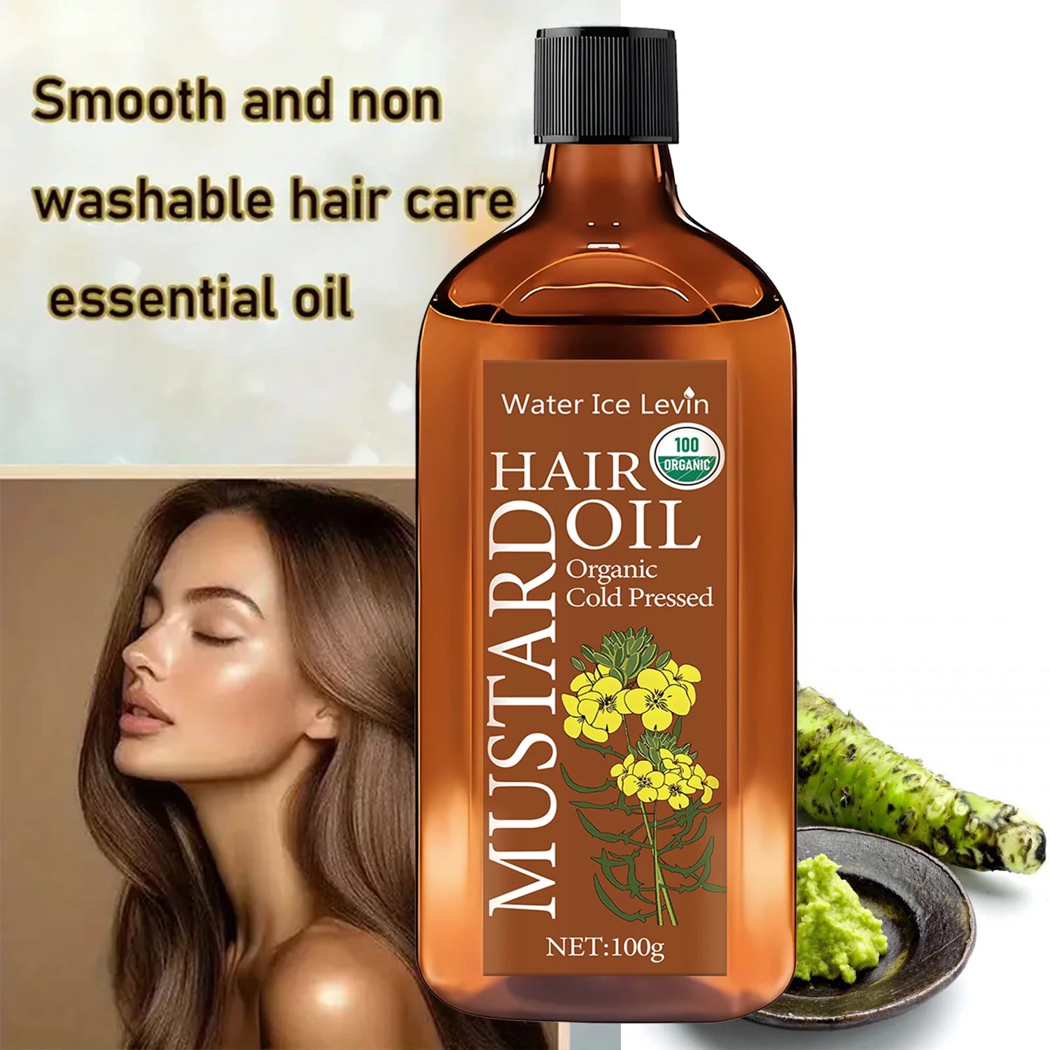 Organic Cold Pressed Mustard Hair Oil with Hyaluronic Acid 100g - 6