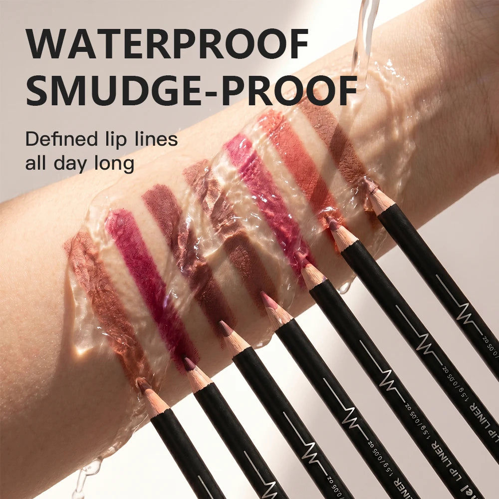 Professional 12-Piece Waterproof Lip Liner Pencil Set