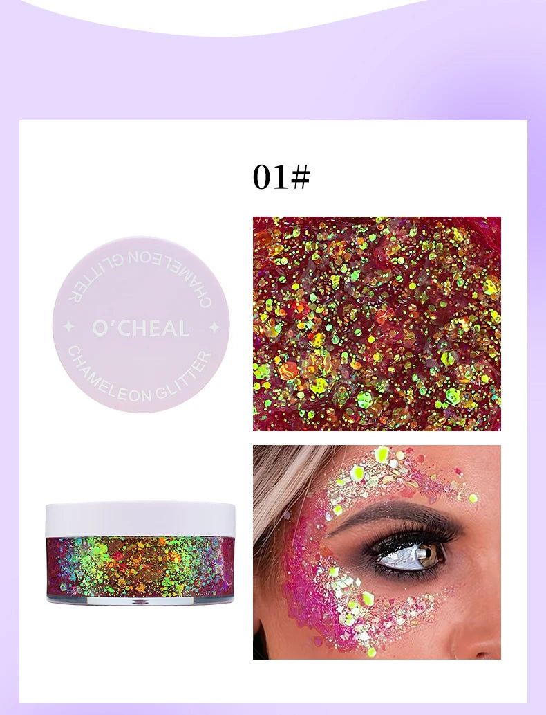 O'CHEAL Chameleon Glitter Gel Body Face and Hair Shimmer Makeup