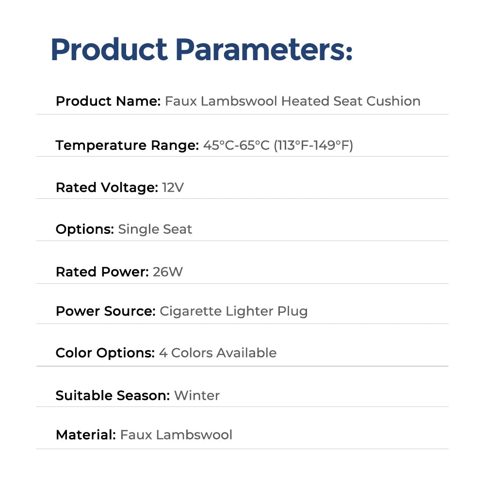 Heated Lambswool Car Seat Cushion for Winter Driving