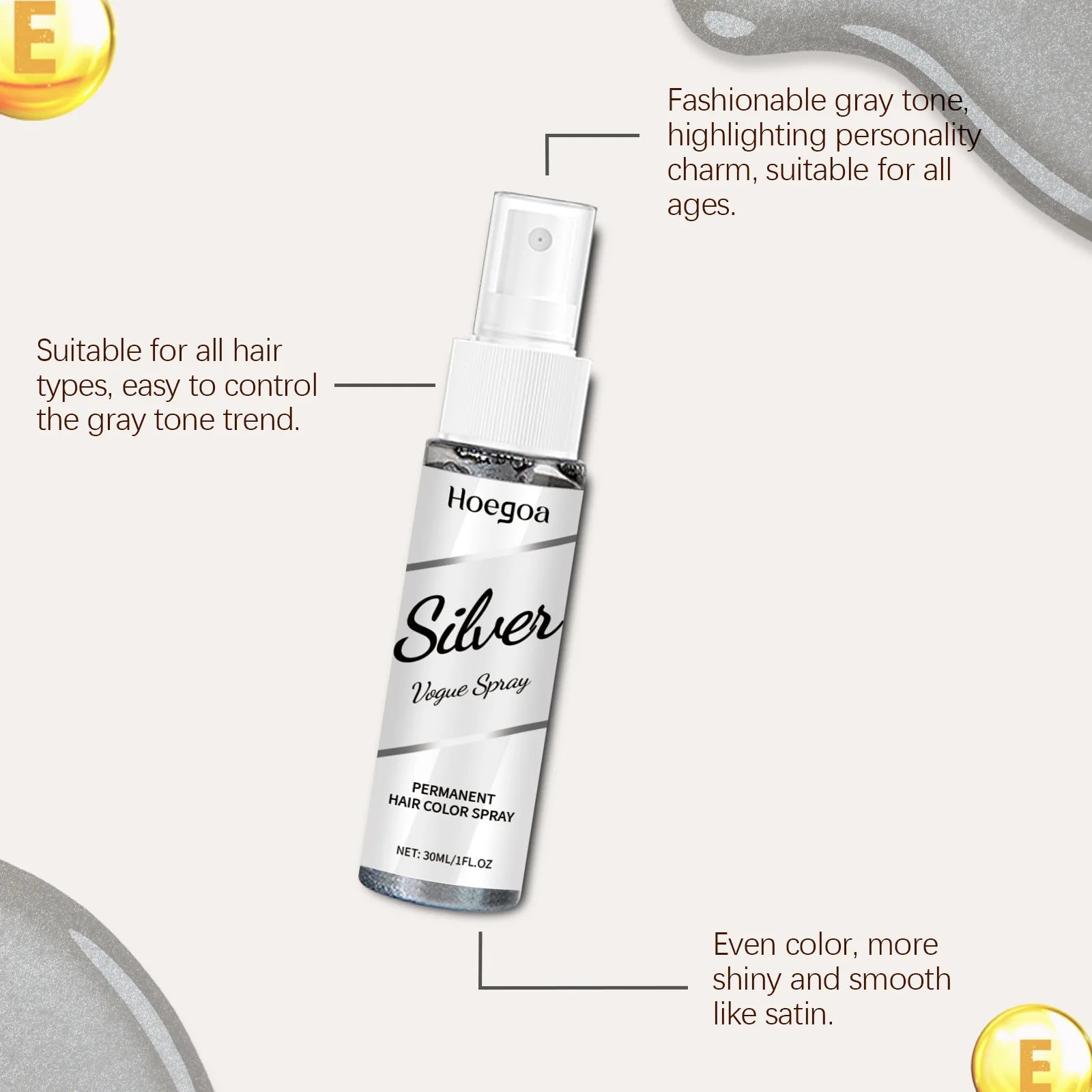 30ml Temporary Silver Hair Color Spray Washable Tint