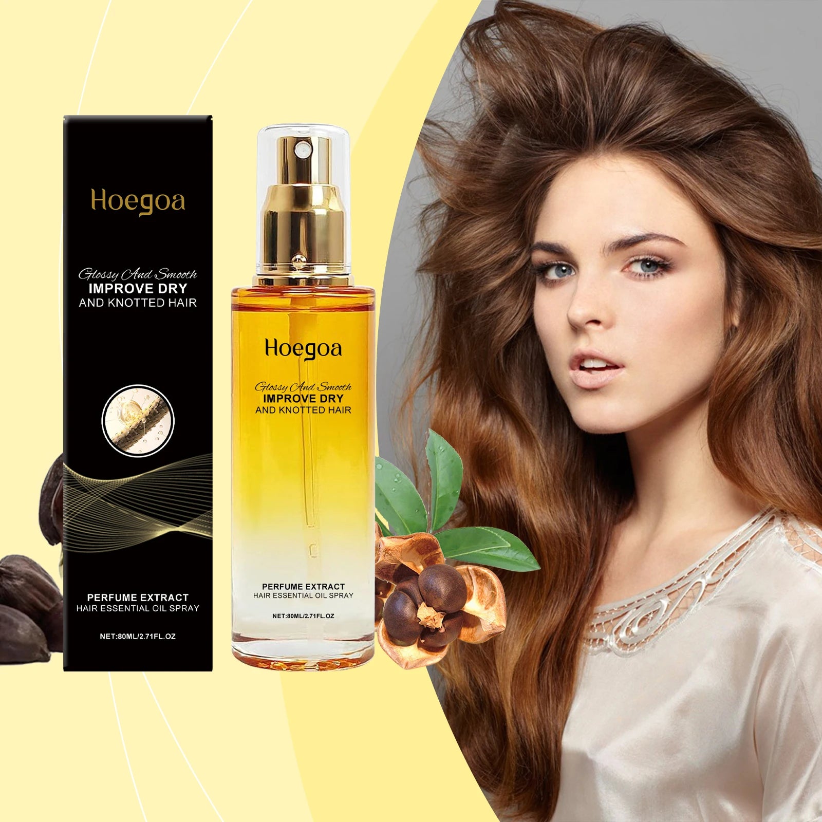 Hair Essential Oil Spray for Smooth Frizz Free Detangled Styling 80ml