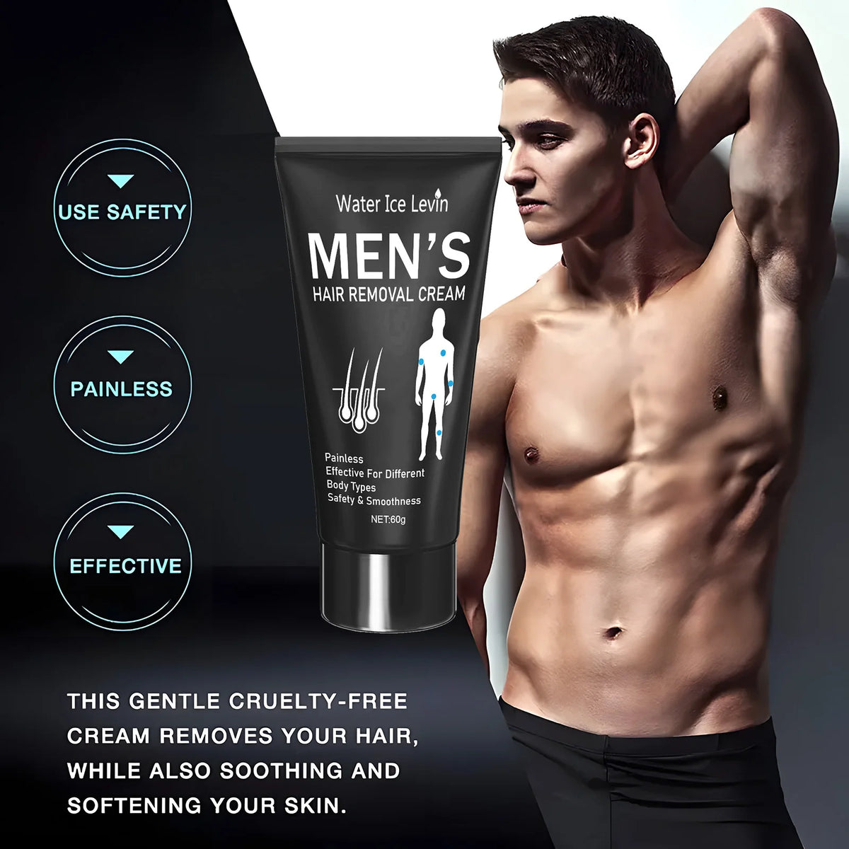 Water Ice Levin Painless Hair Removal Cream for Men 60g