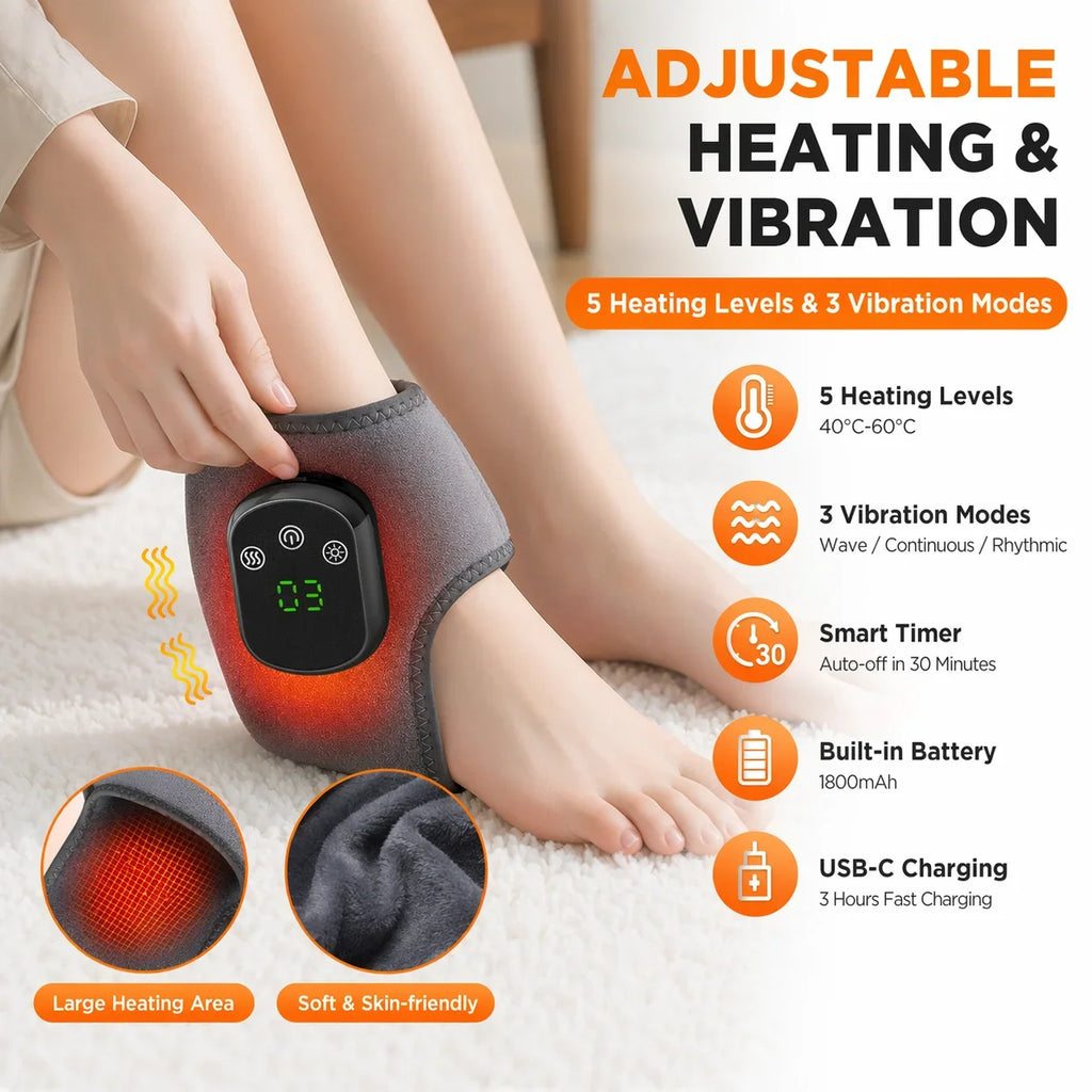 Heated Ankle Massager with Vibration Therapy for Pain Relief