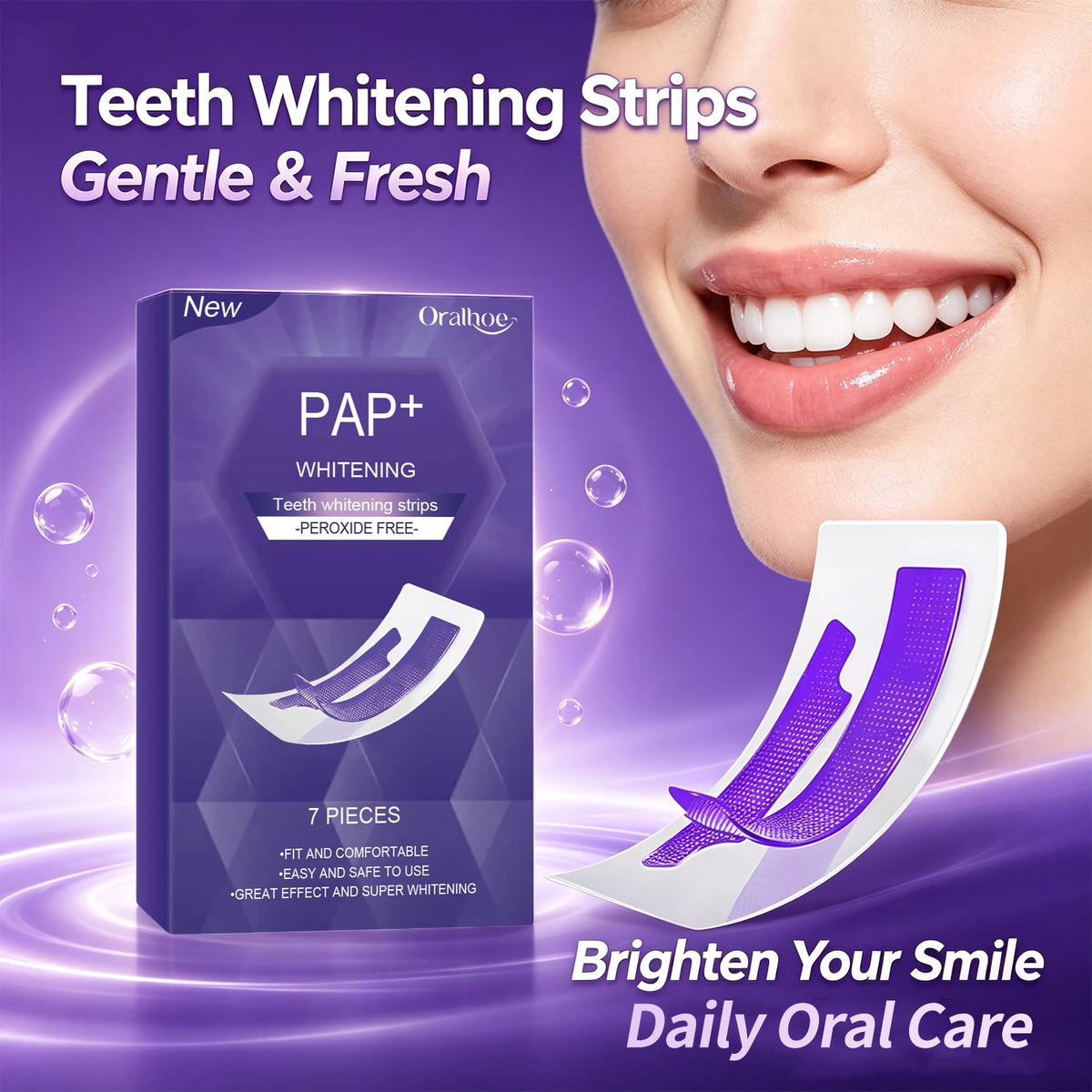 Peroxide-Free Teeth Whitening Strips for Sensitive Teeth