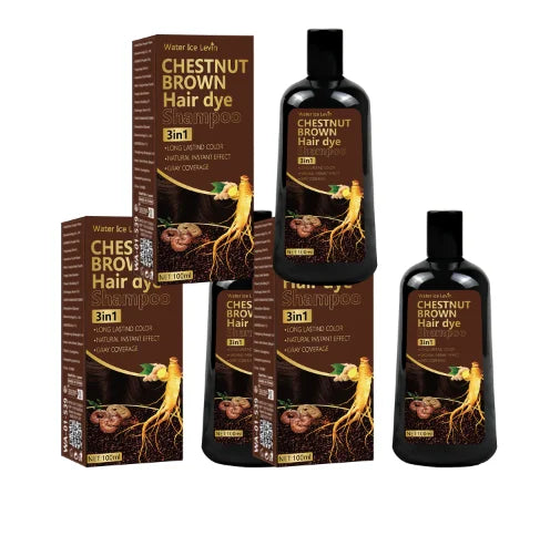 Chestnut Brown 3-in-1 Hair Dye Shampoo with Ginger and Ginseng 100g
