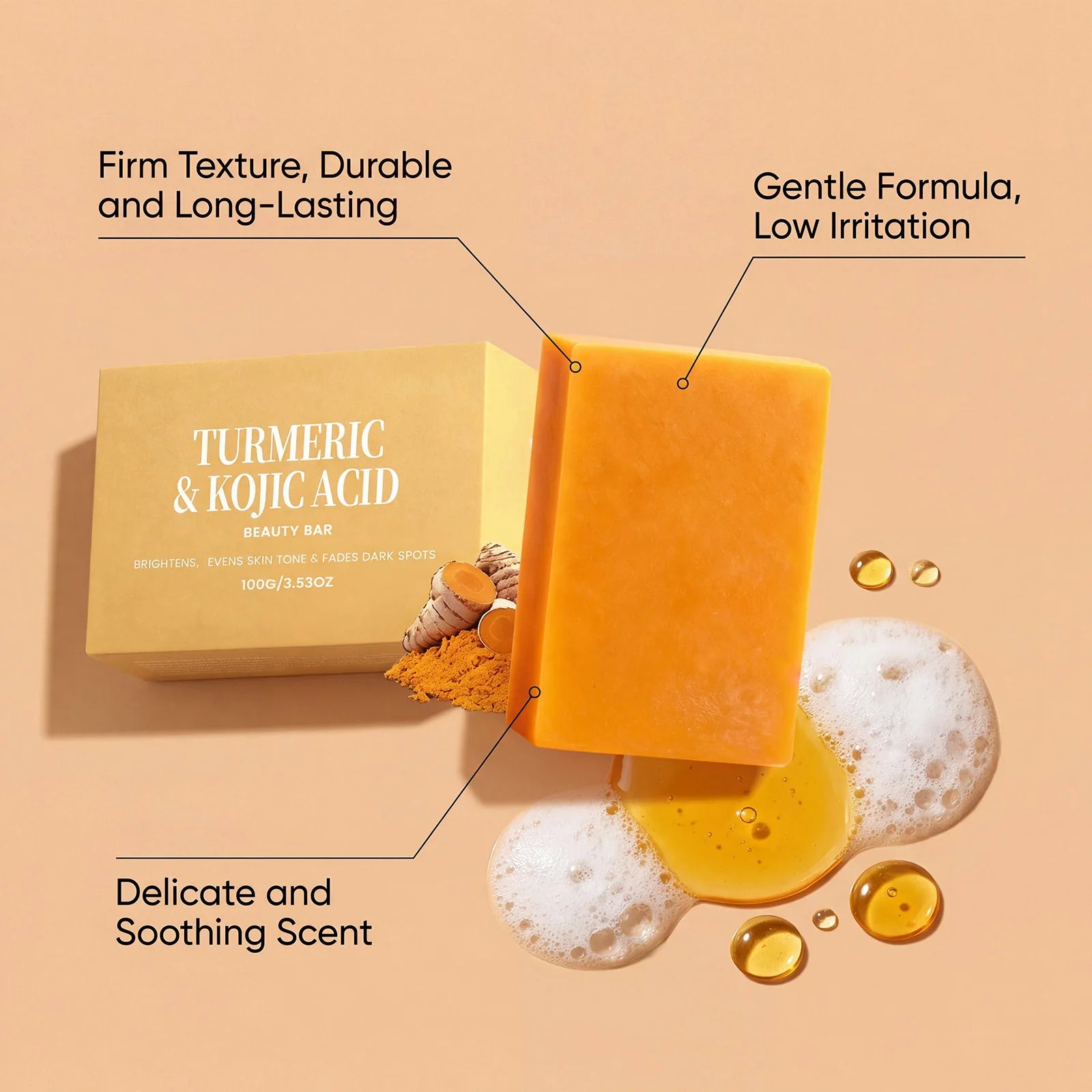 Turmeric and Kojic Acid Cleansing Beauty Bar for Face and Body