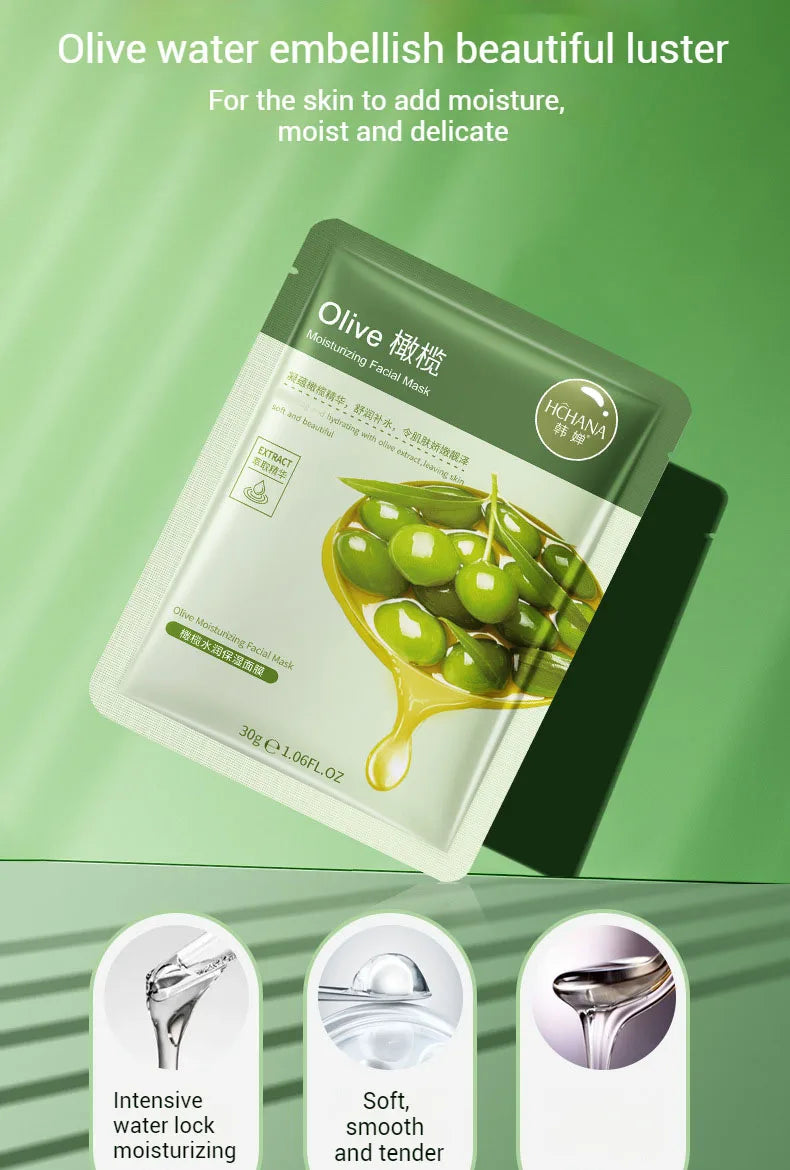 Olive Moisturizing Facial Mask 5 Pack Hydrating Skin Care Treatment - 8