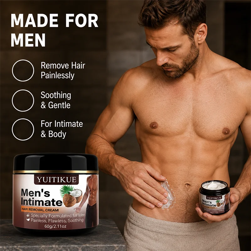 Mens Intimate Hair Removal Cream Painless Body Depilatory for Sensitive