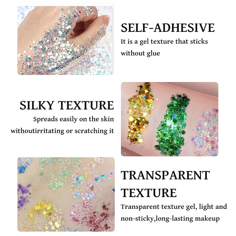 Molianji Glitter Gel Face and Body Shimmer Makeup for Parties